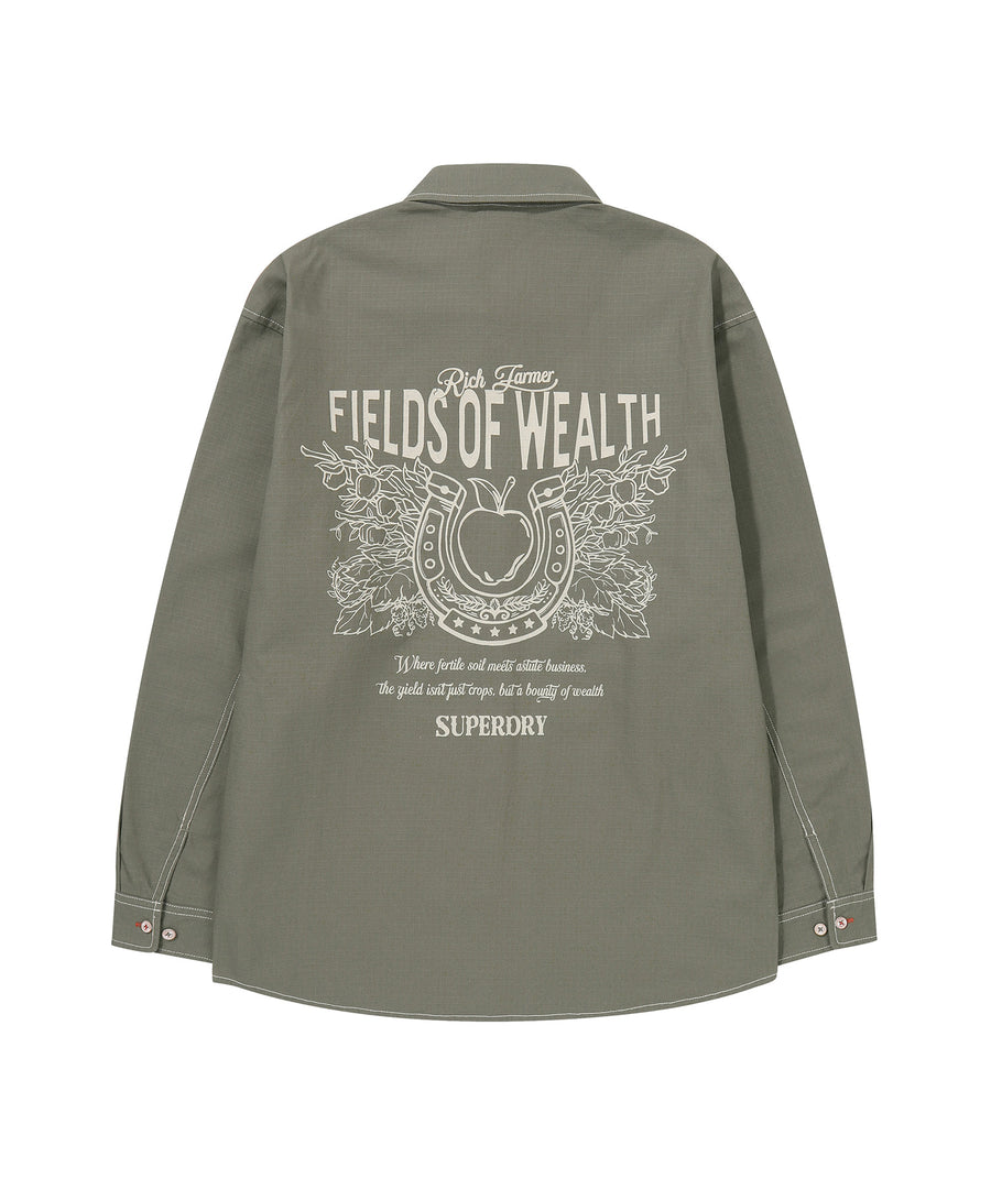 Rich Farmer Graphic Cotton Shirt - Olive