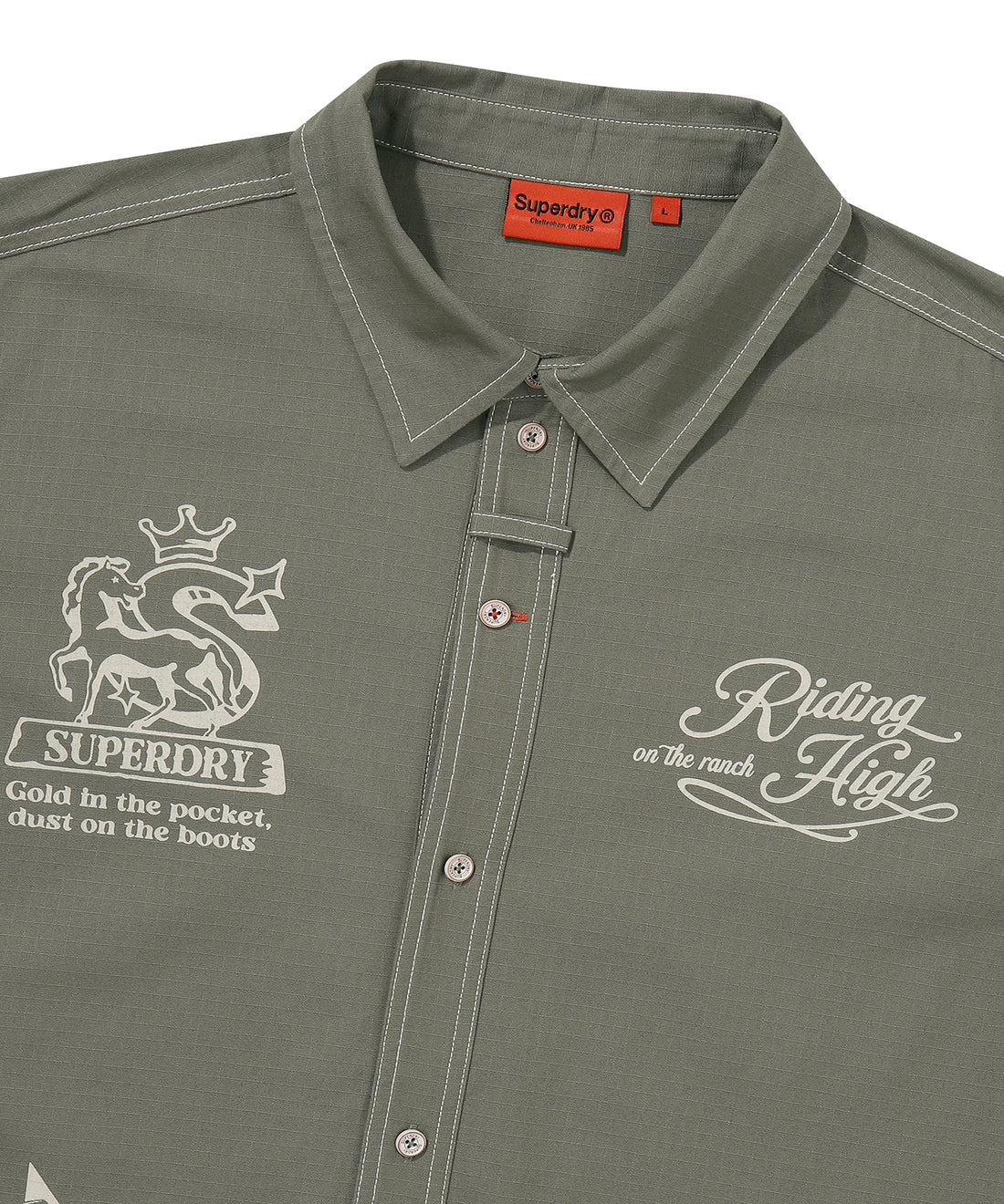 Rich Farmer Graphic Cotton Shirt - Olive