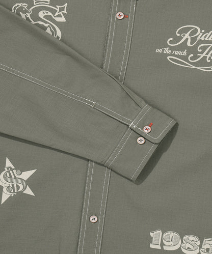Rich Farmer Graphic Cotton Shirt - Olive