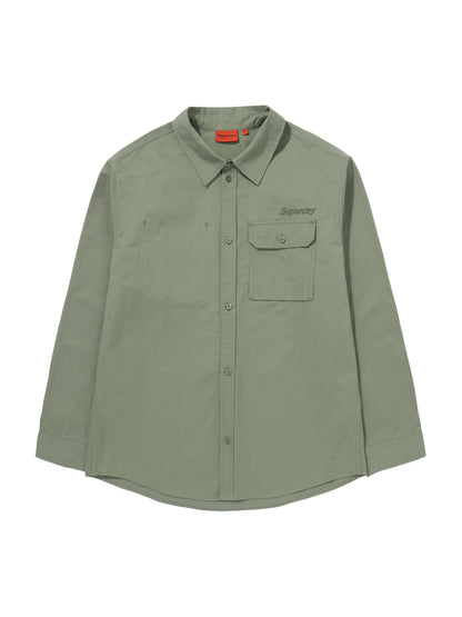 Contrast Stitch Work Pocket Shirt