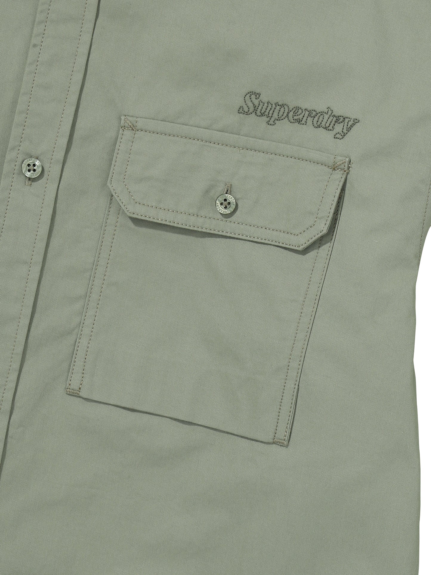 Contrast Stitch Work Pocket Shirt