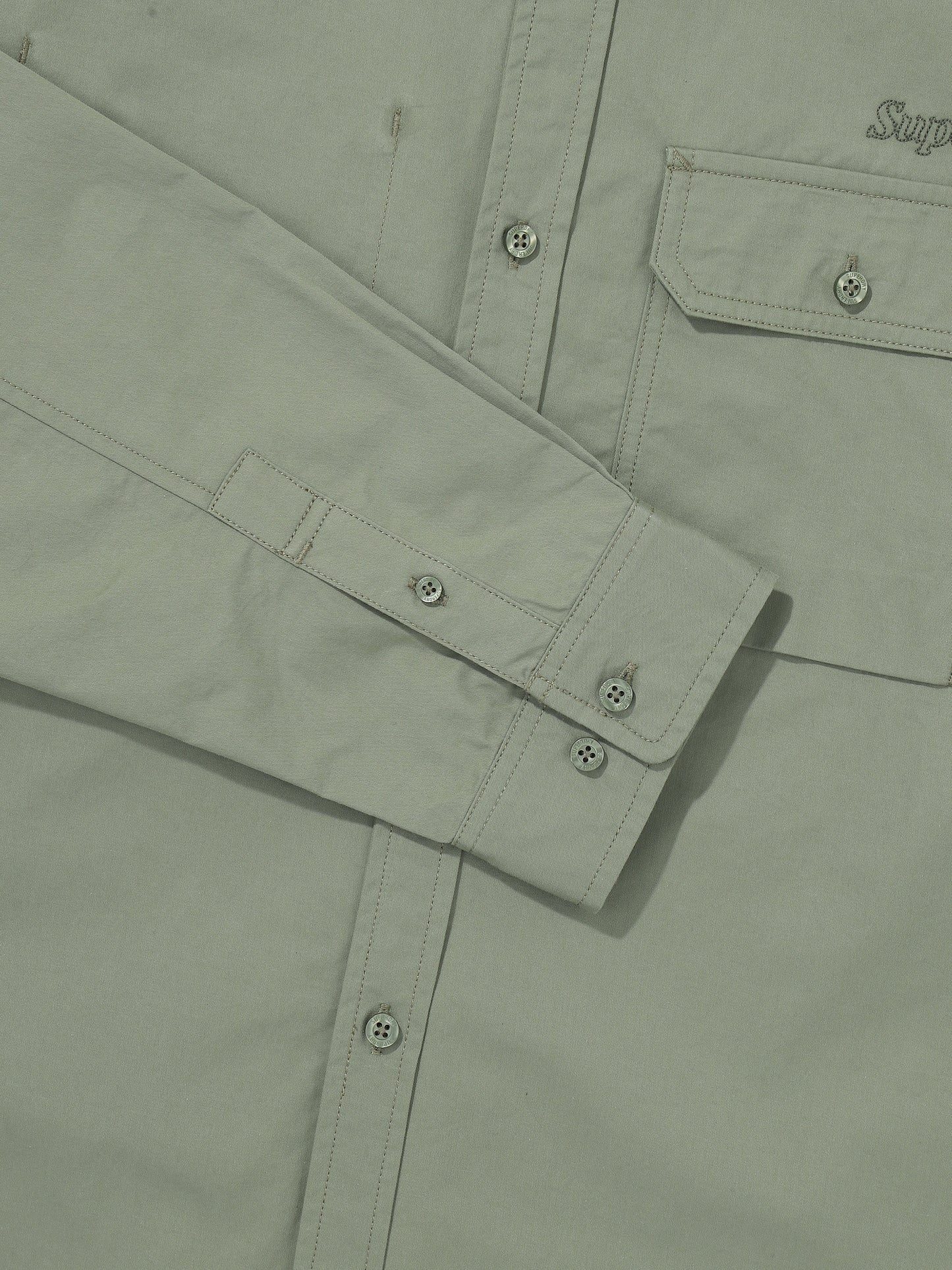 Contrast Stitch Work Pocket Shirt