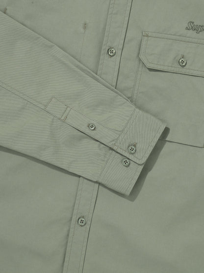 Contrast Stitch Work Pocket Shirt