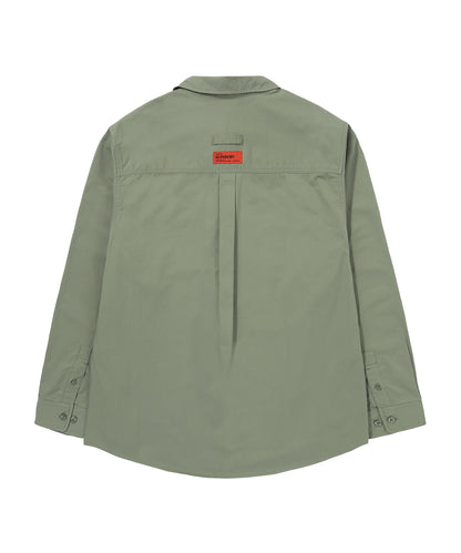Contrast Stitch Work Pocket Shirt - Khaki Green