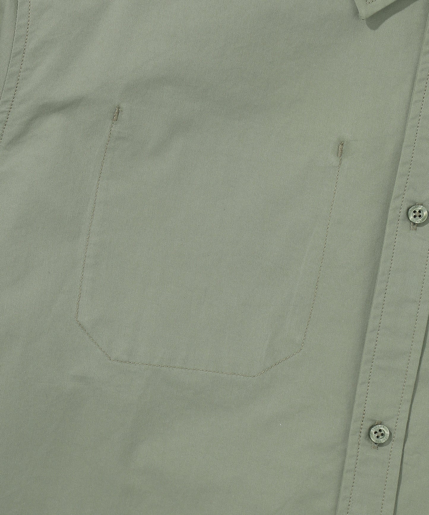 Contrast Stitch Work Pocket Shirt - Khaki Green