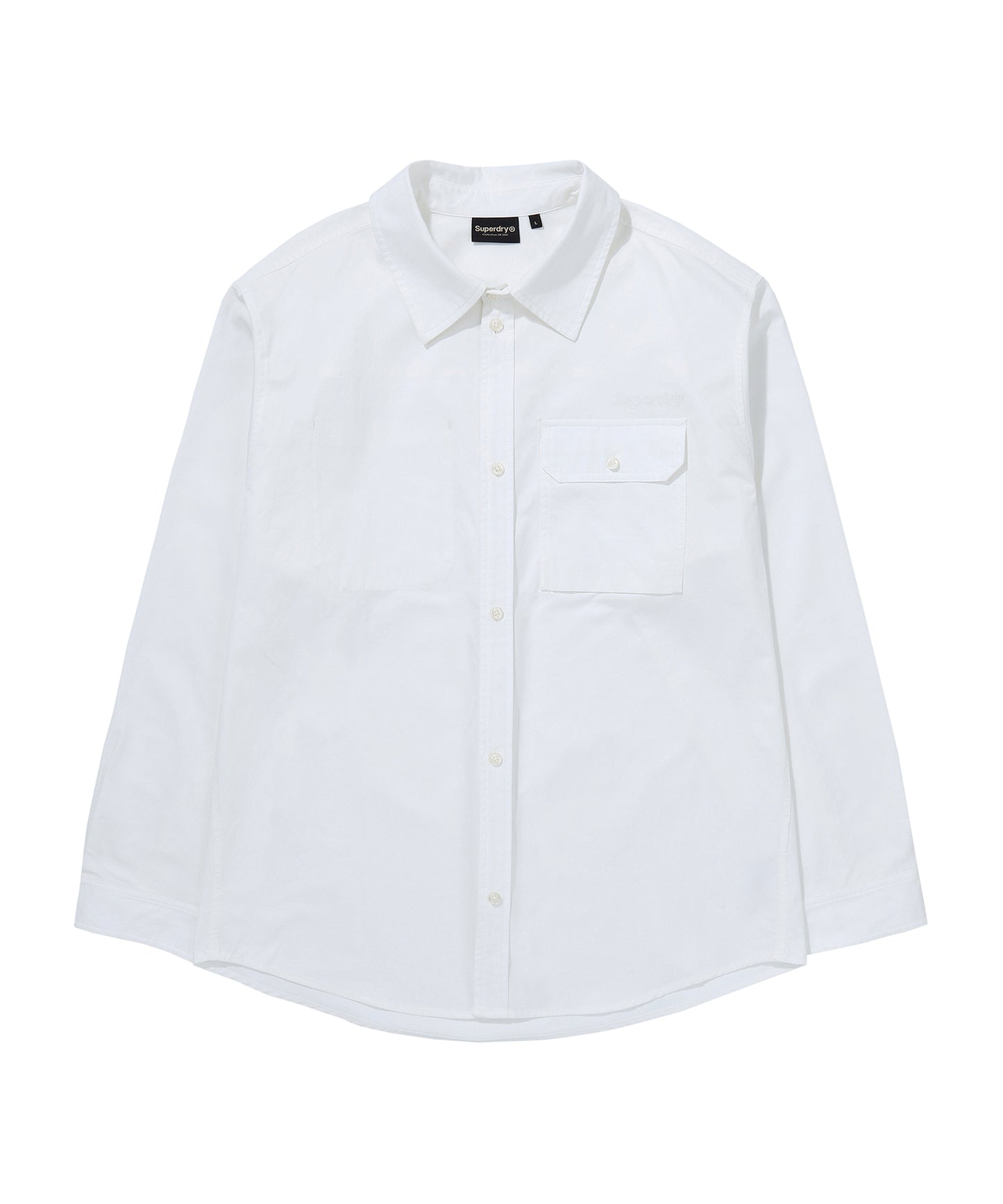 Contrast Stitch Work Pocket Shirt - White