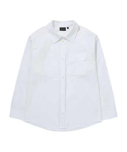 Contrast Stitch Work Pocket Shirt - White