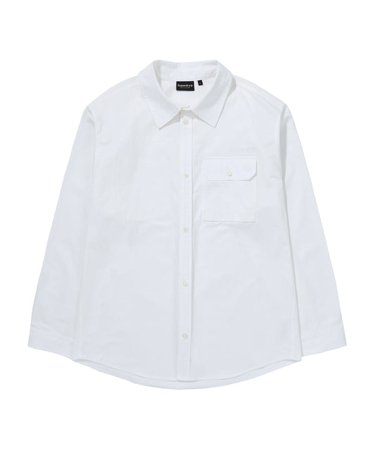 Contrast Stitch Work Pocket Shirt - White