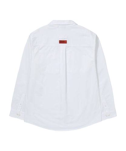 Contrast Stitch Work Pocket Shirt - White