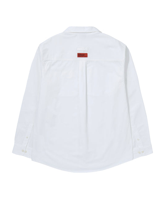 Contrast Stitch Work Pocket Shirt - White