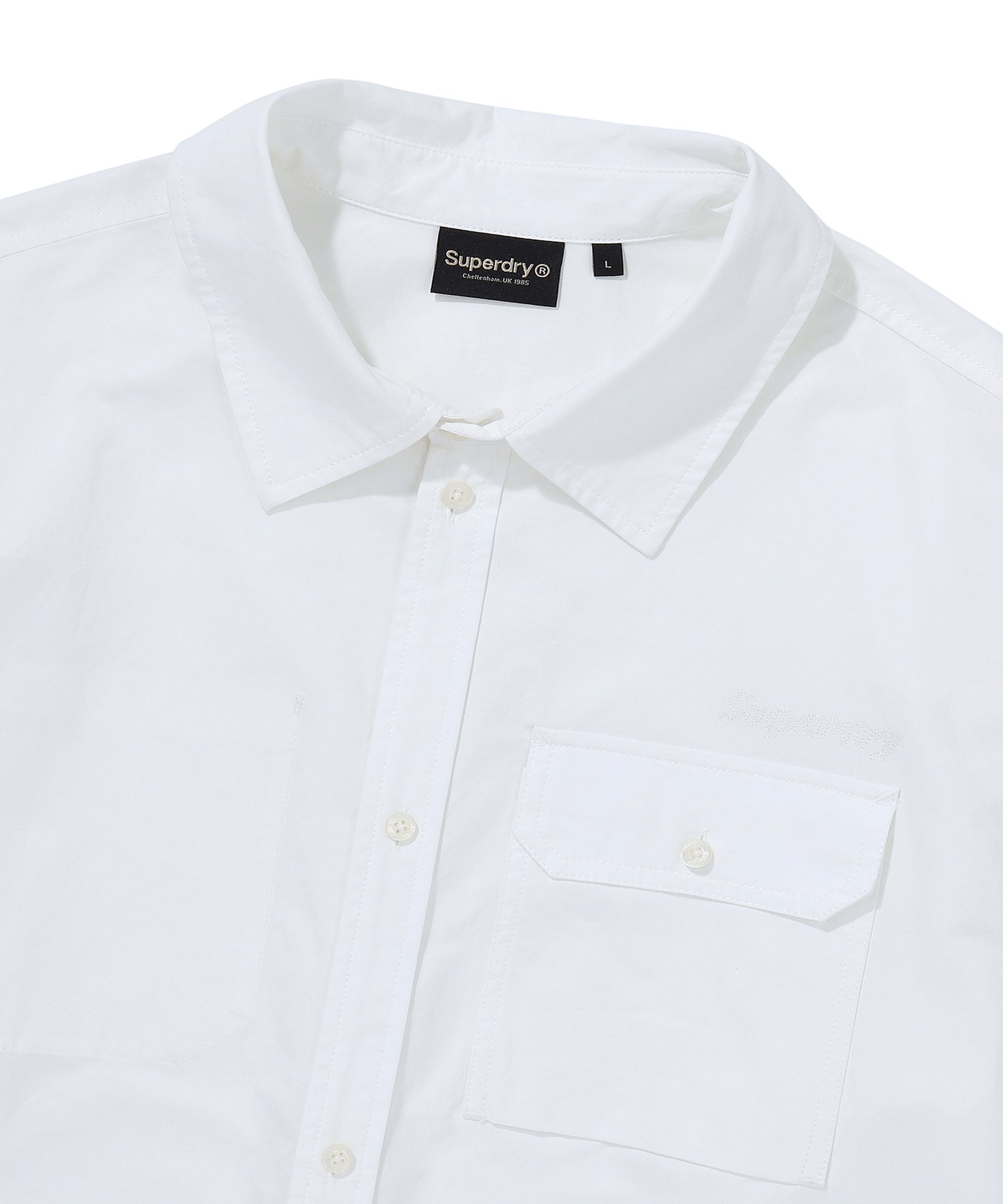 Contrast Stitch Work Pocket Shirt - White