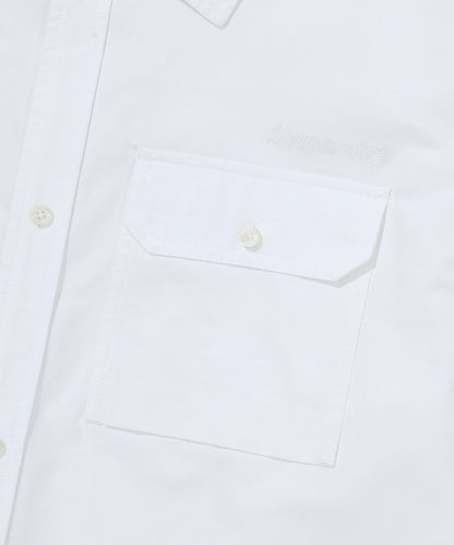 Contrast Stitch Work Pocket Shirt - White