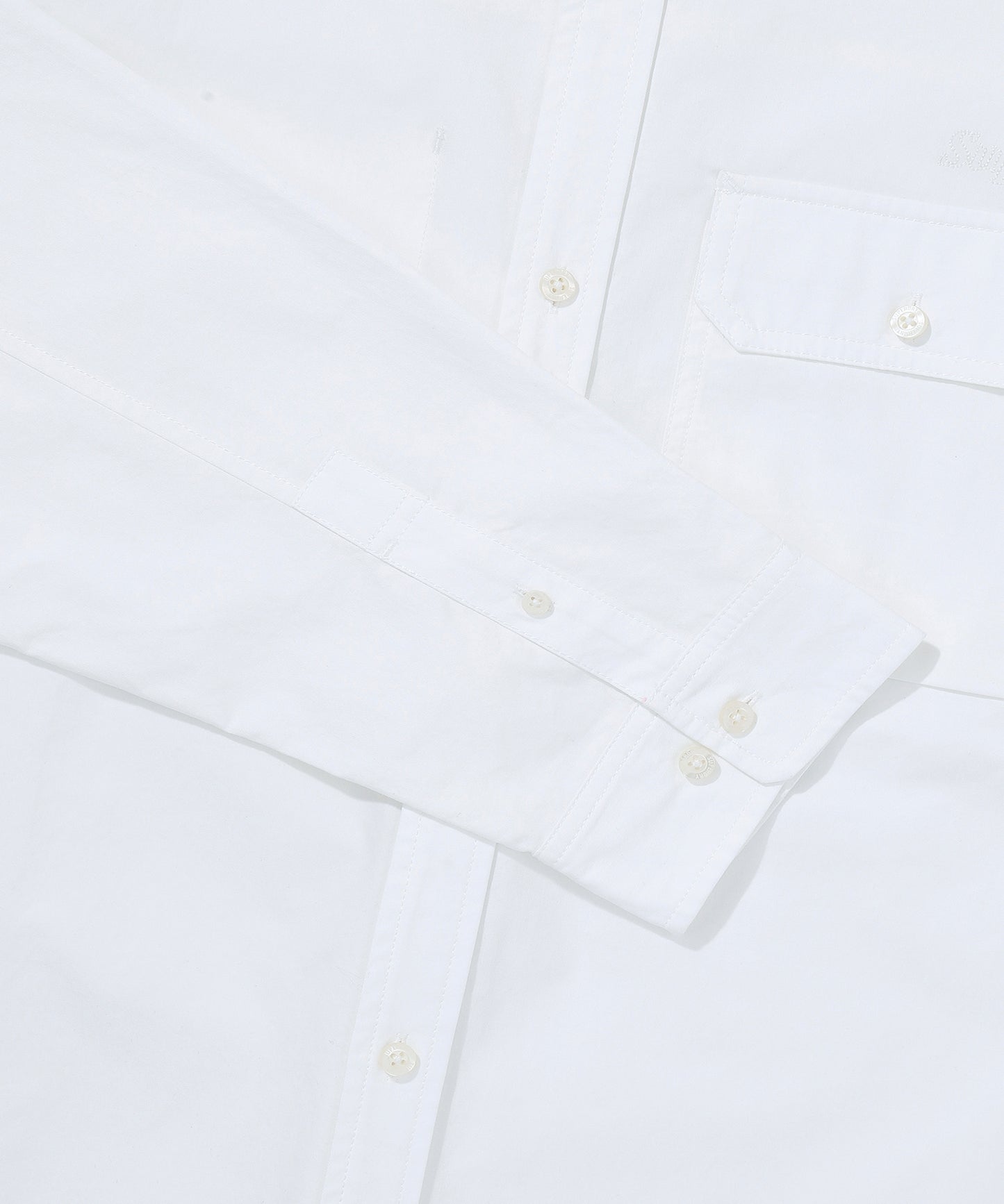 Contrast Stitch Work Pocket Shirt - White