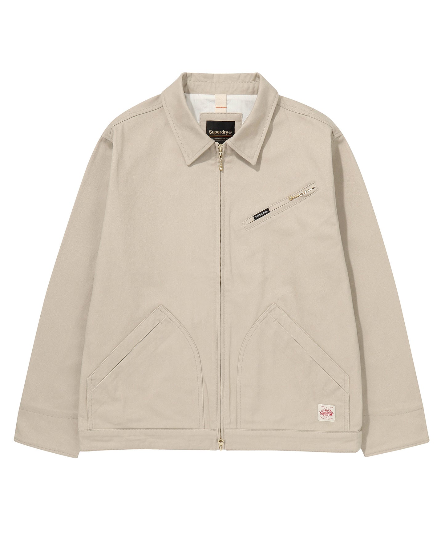 Zip Through Chore Jacket - L/Beige