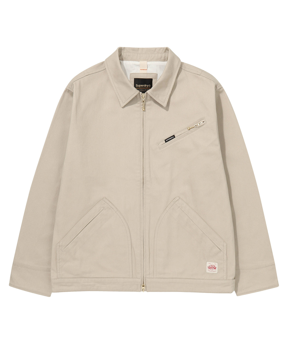 Zip Through Chore Jacket - L/Beige