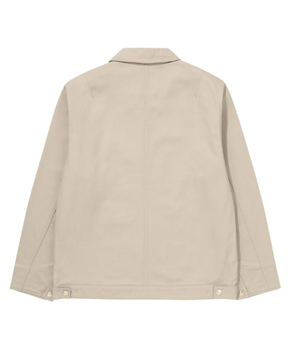 Zip Through Chore Jacket - L/Beige