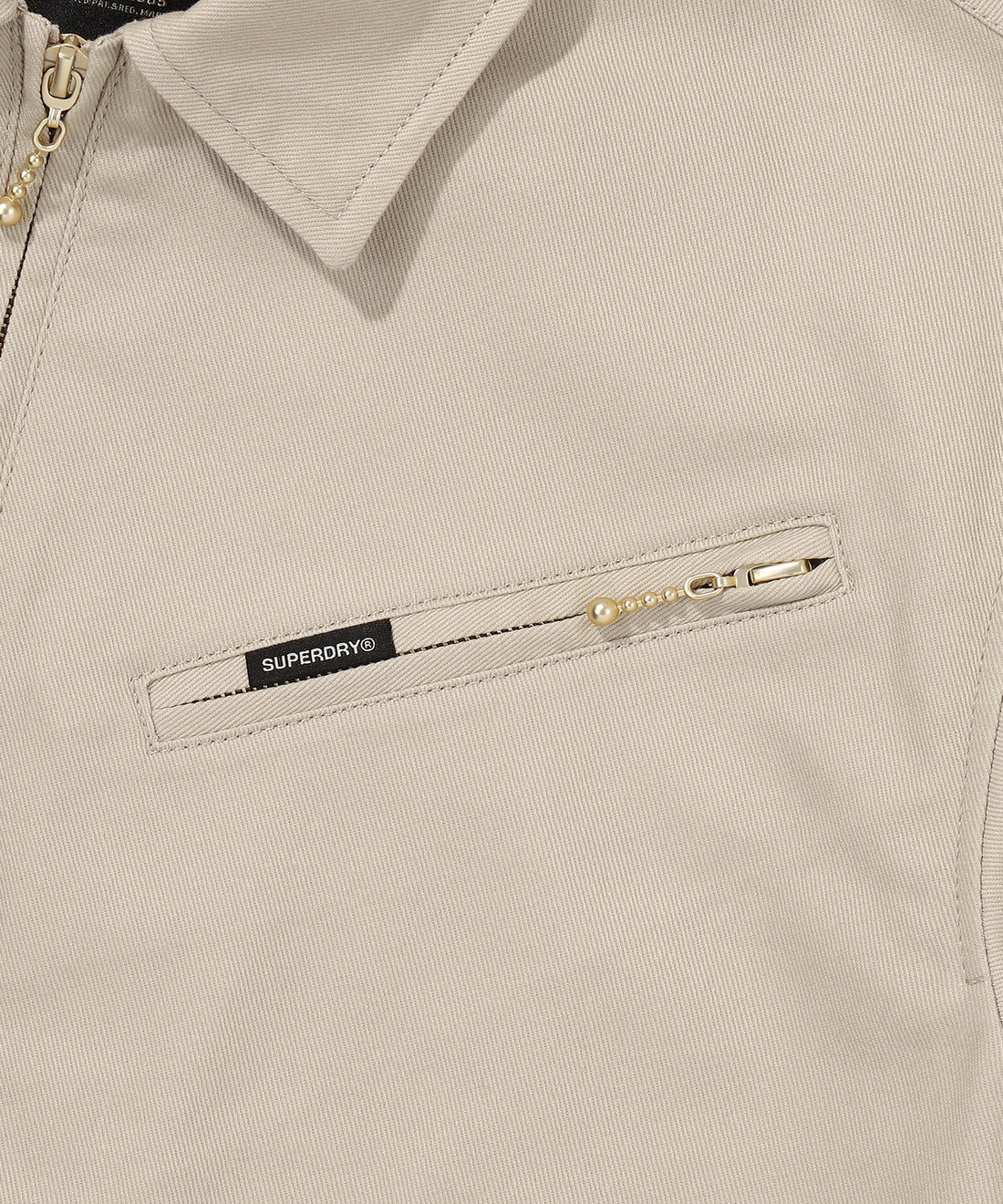 Zip Through Chore Jacket - L/Beige
