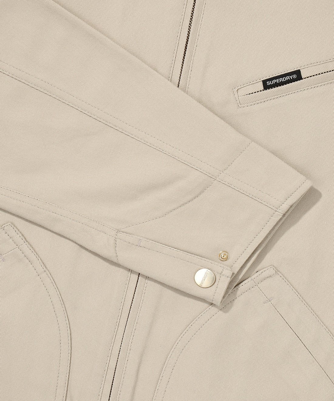 Zip Through Chore Jacket - L/Beige
