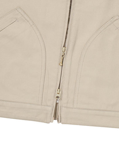 Zip Through Chore Jacket - L/Beige
