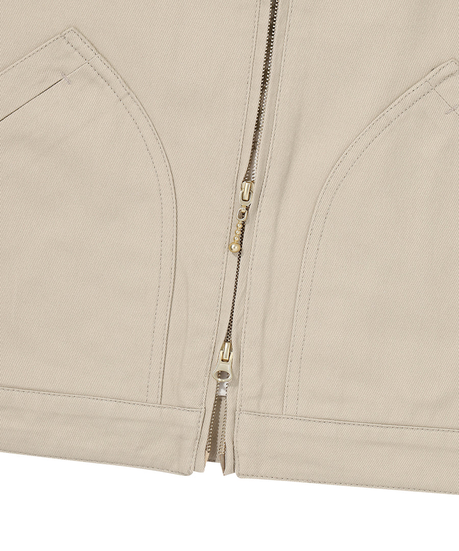 Zip Through Chore Jacket - L/Beige