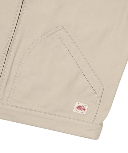 Zip Through Chore Jacket - L/Beige
