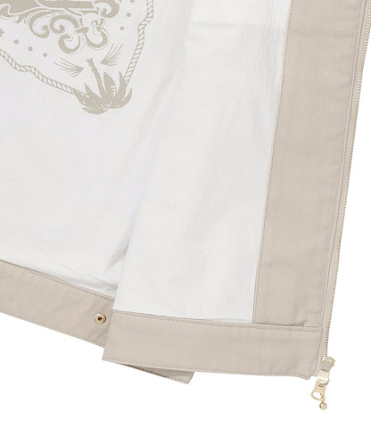Zip Through Chore Jacket - L/Beige