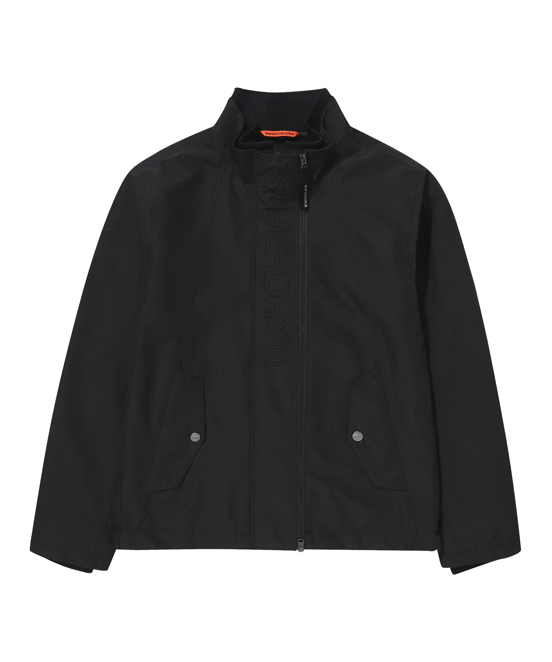 High Neck Windbreaker Jacket - Black