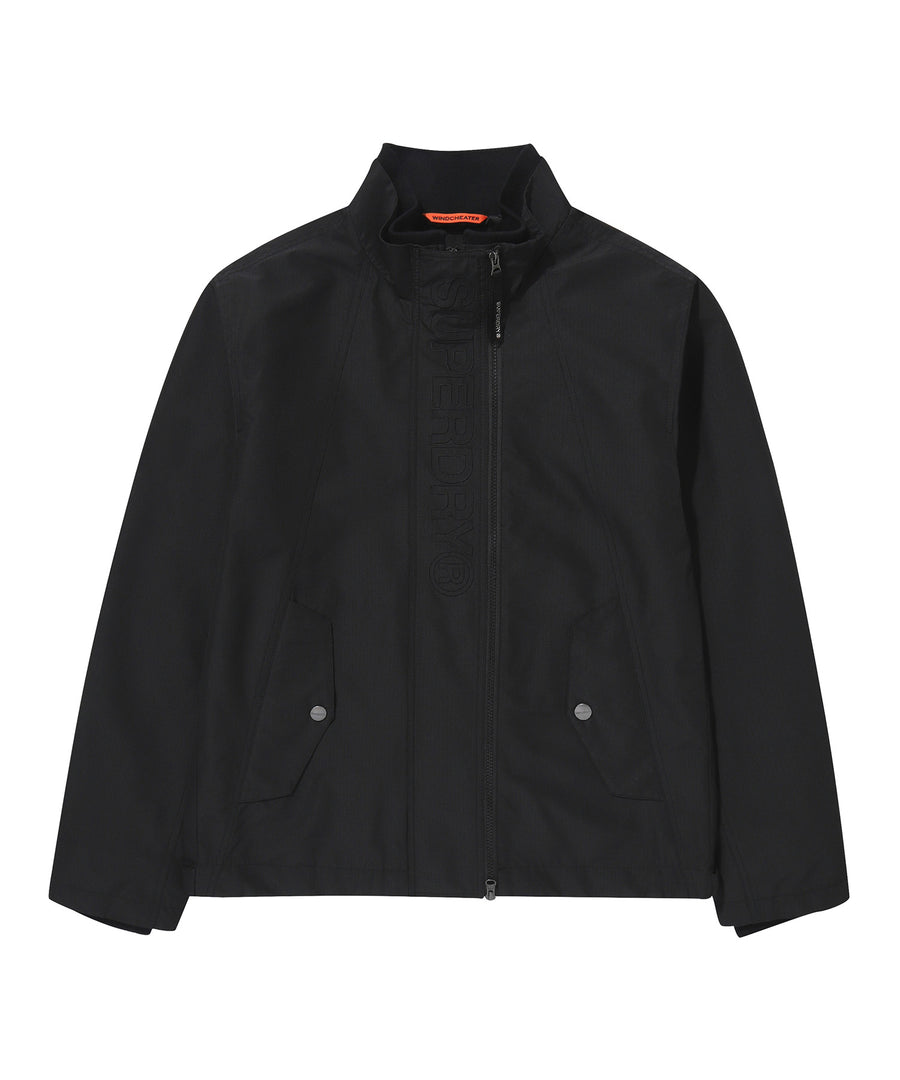 High Neck Windbreaker Jacket - Black