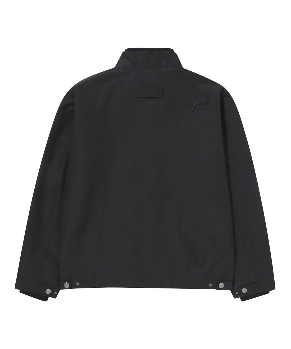 High Neck Windbreaker Jacket - Black