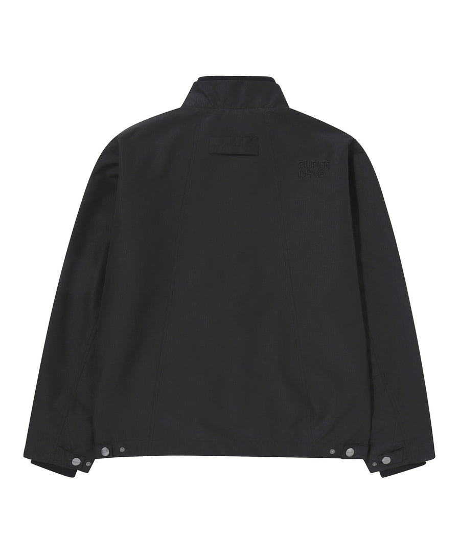 High Neck Windbreaker Jacket - Black