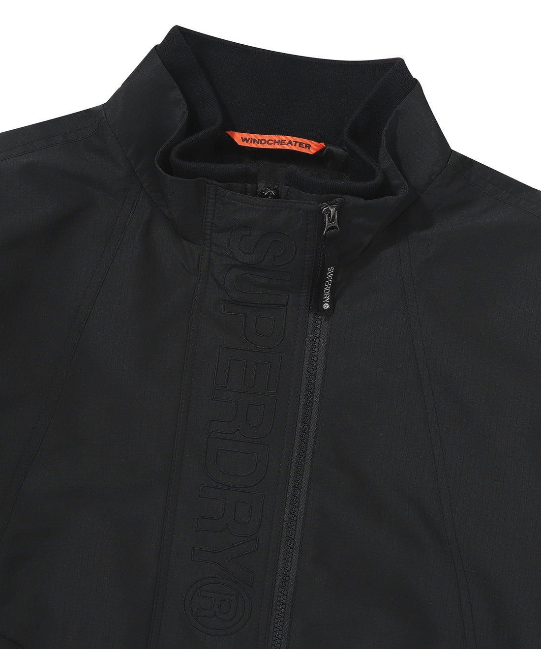 High Neck Windbreaker Jacket - Black