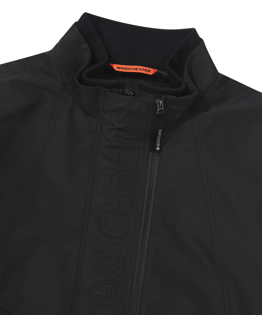 High Neck Windbreaker Jacket - Black