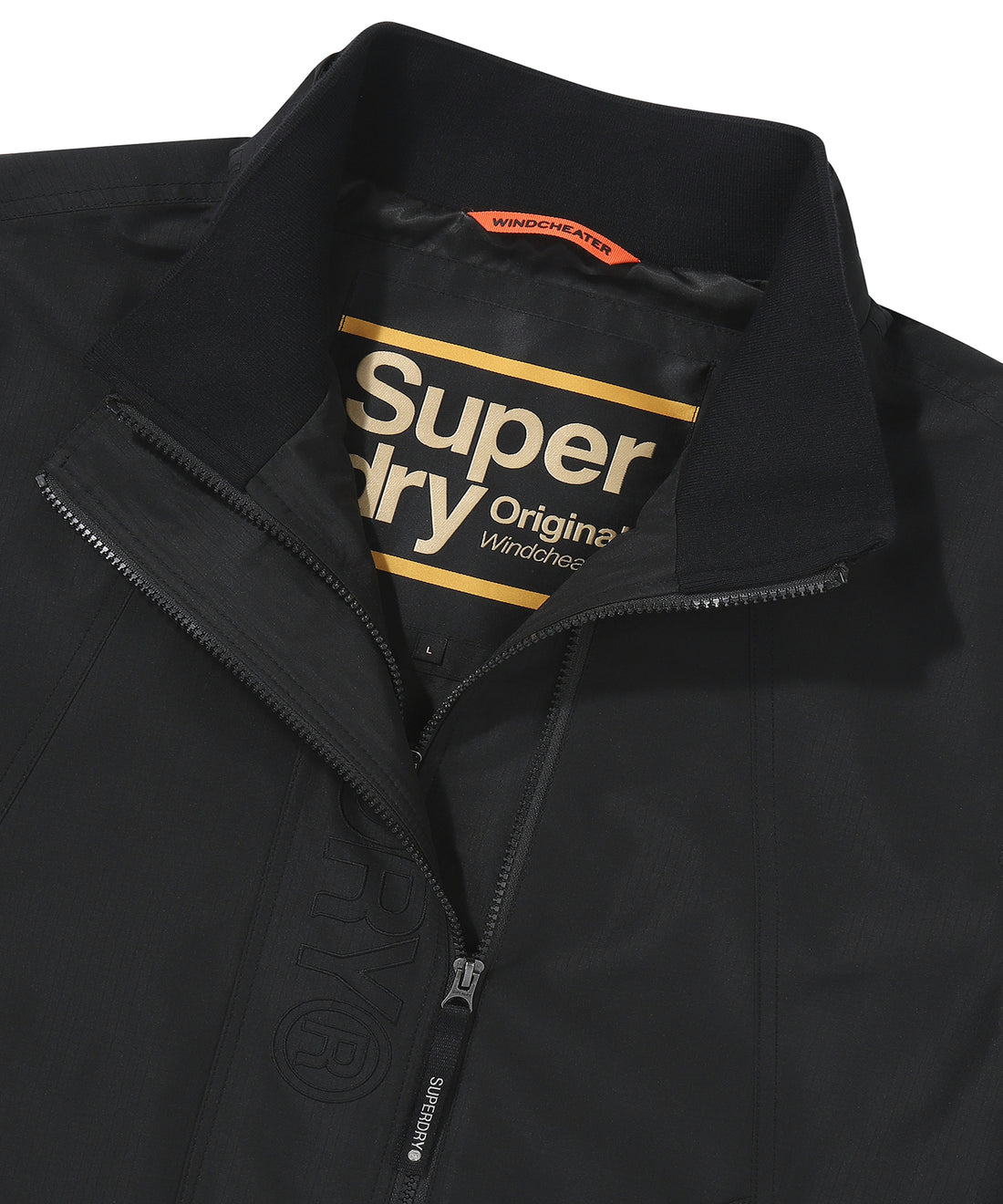 High Neck Windbreaker Jacket - Black