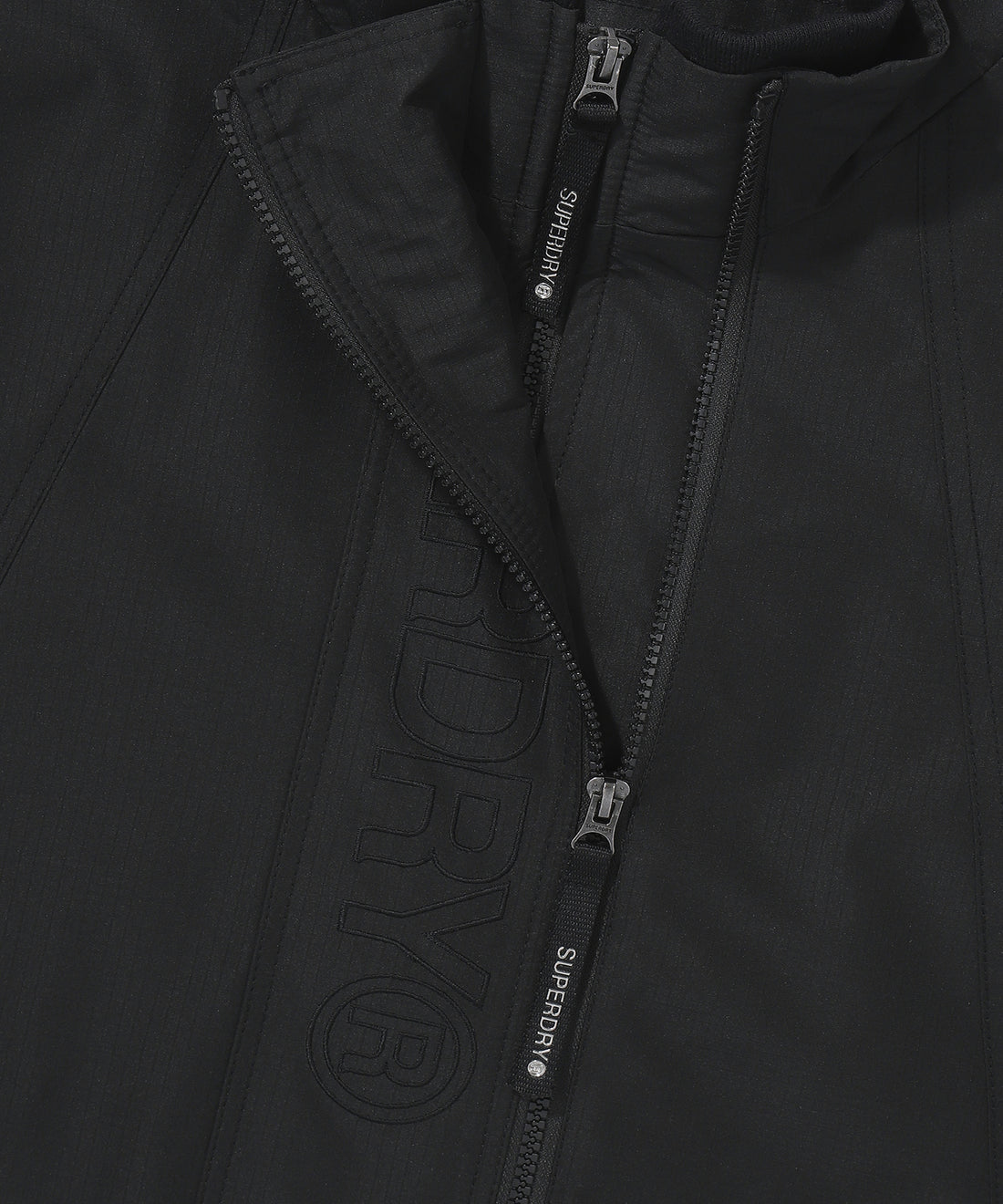 High Neck Windbreaker Jacket - Black