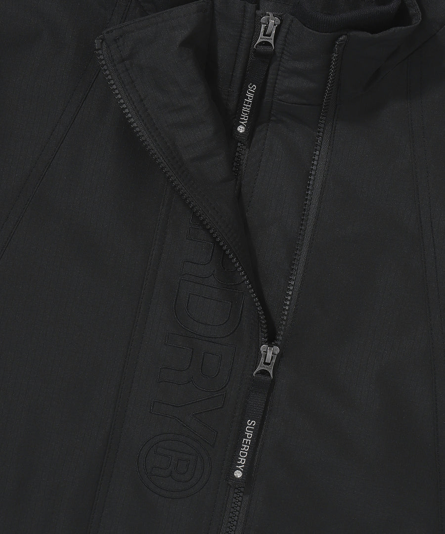 High Neck Windbreaker Jacket - Black