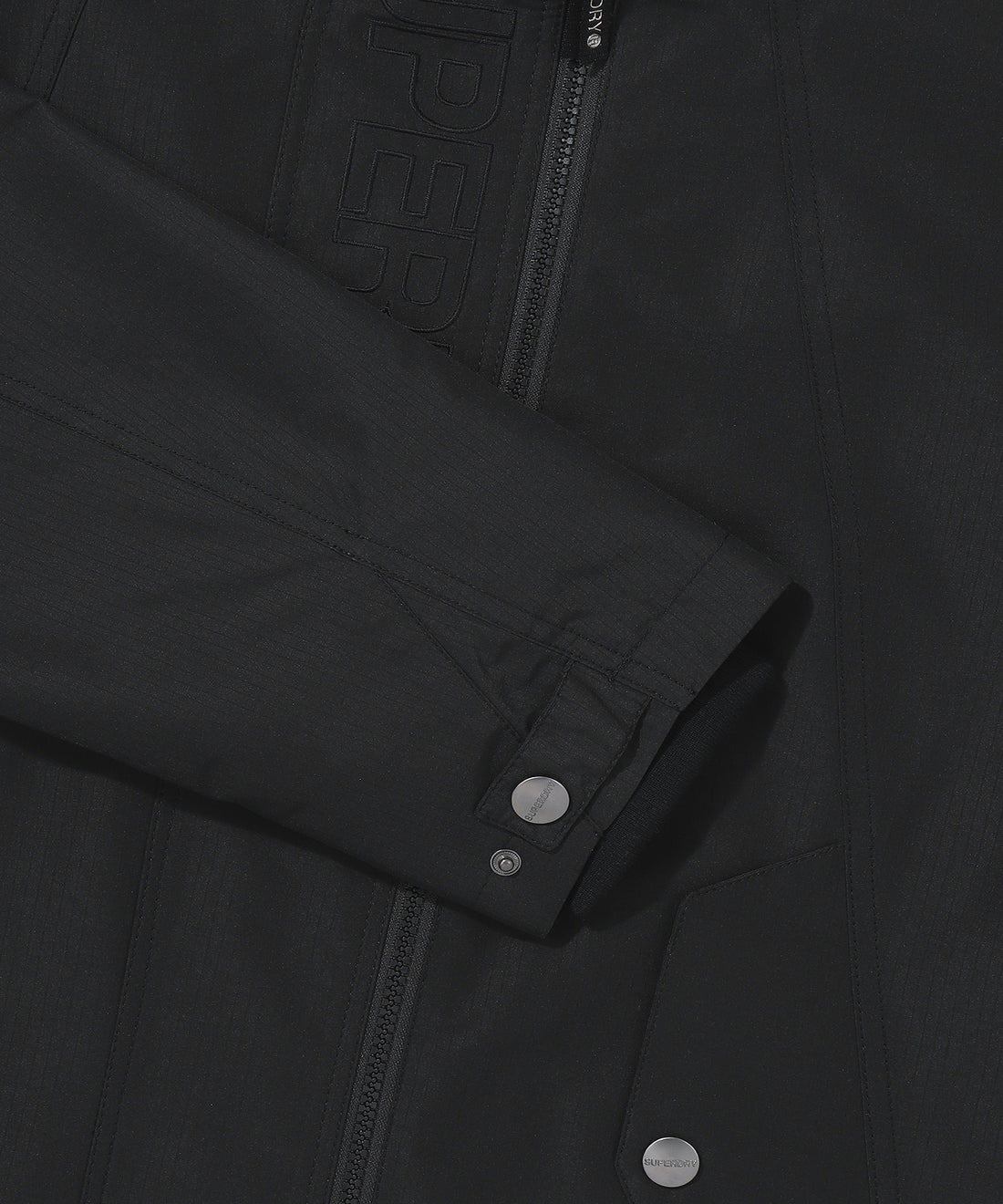 High Neck Windbreaker Jacket - Black