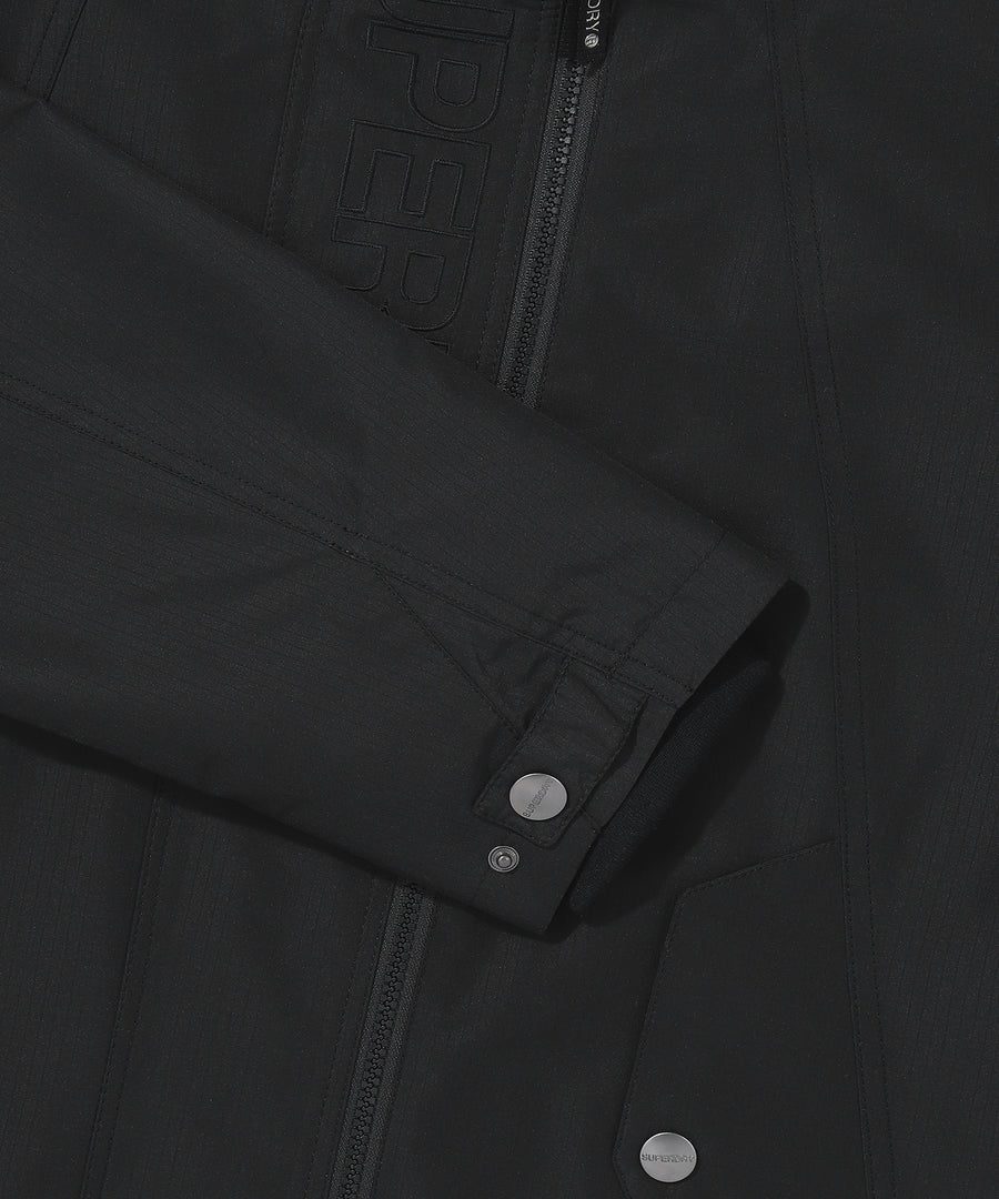 High Neck Windbreaker Jacket - Black