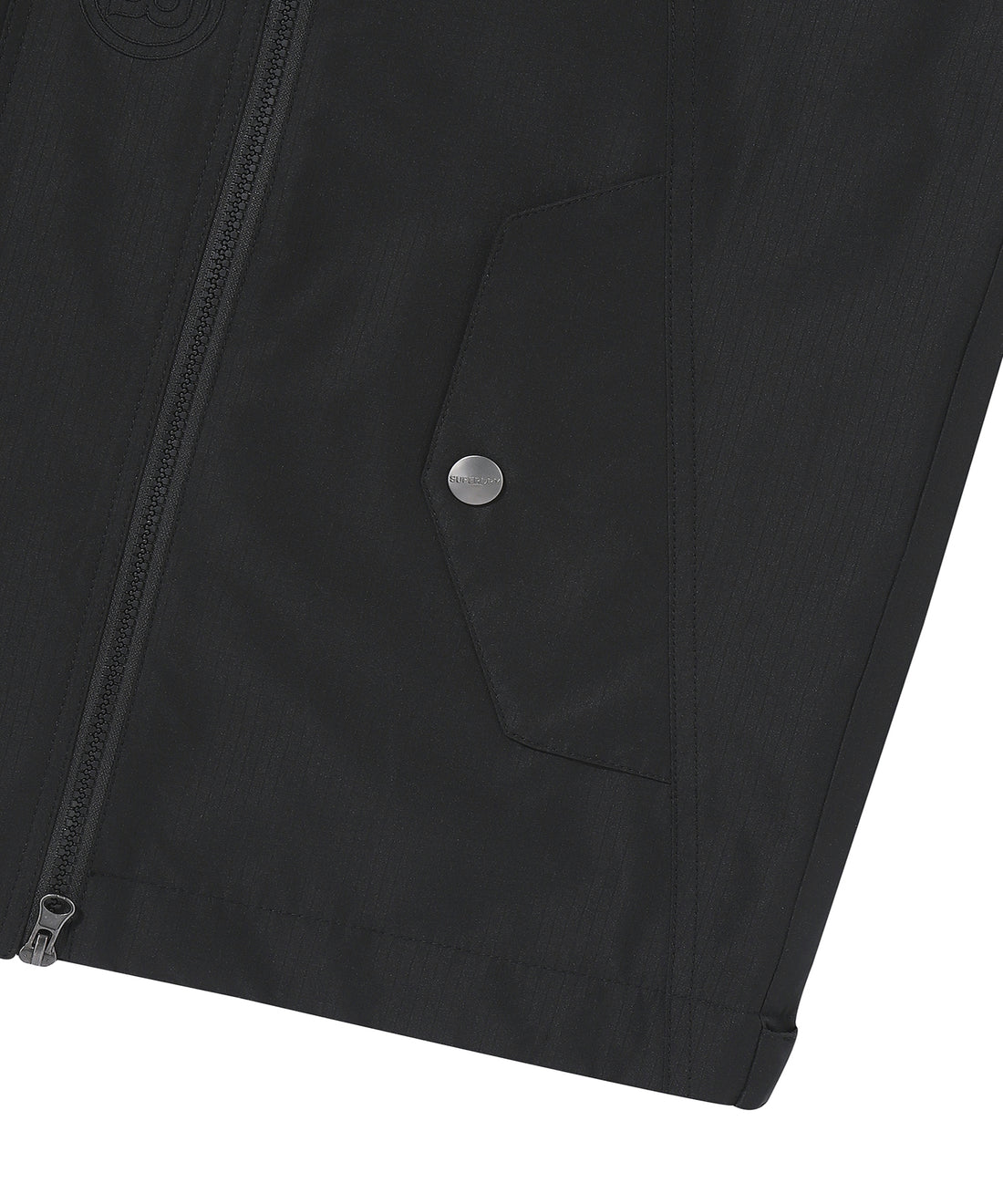 High Neck Windbreaker Jacket - Black