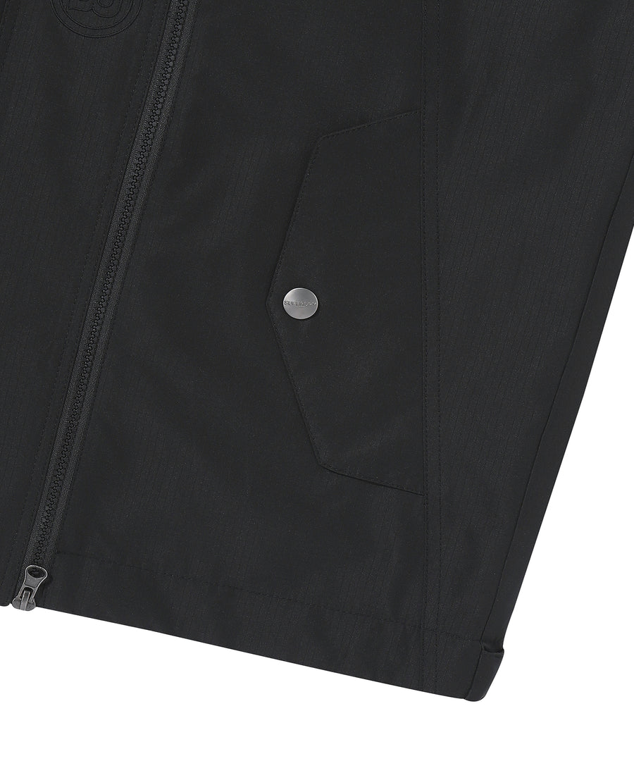 High Neck Windbreaker Jacket - Black