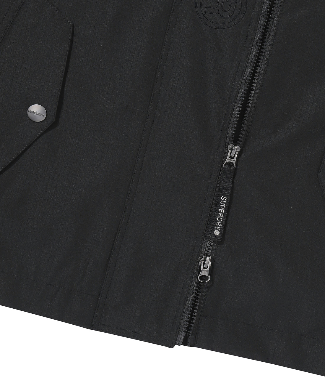 High Neck Windbreaker Jacket - Black