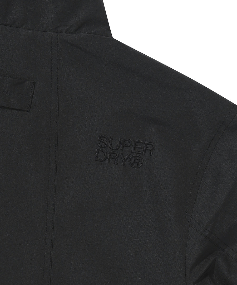 High Neck Windbreaker Jacket - Black