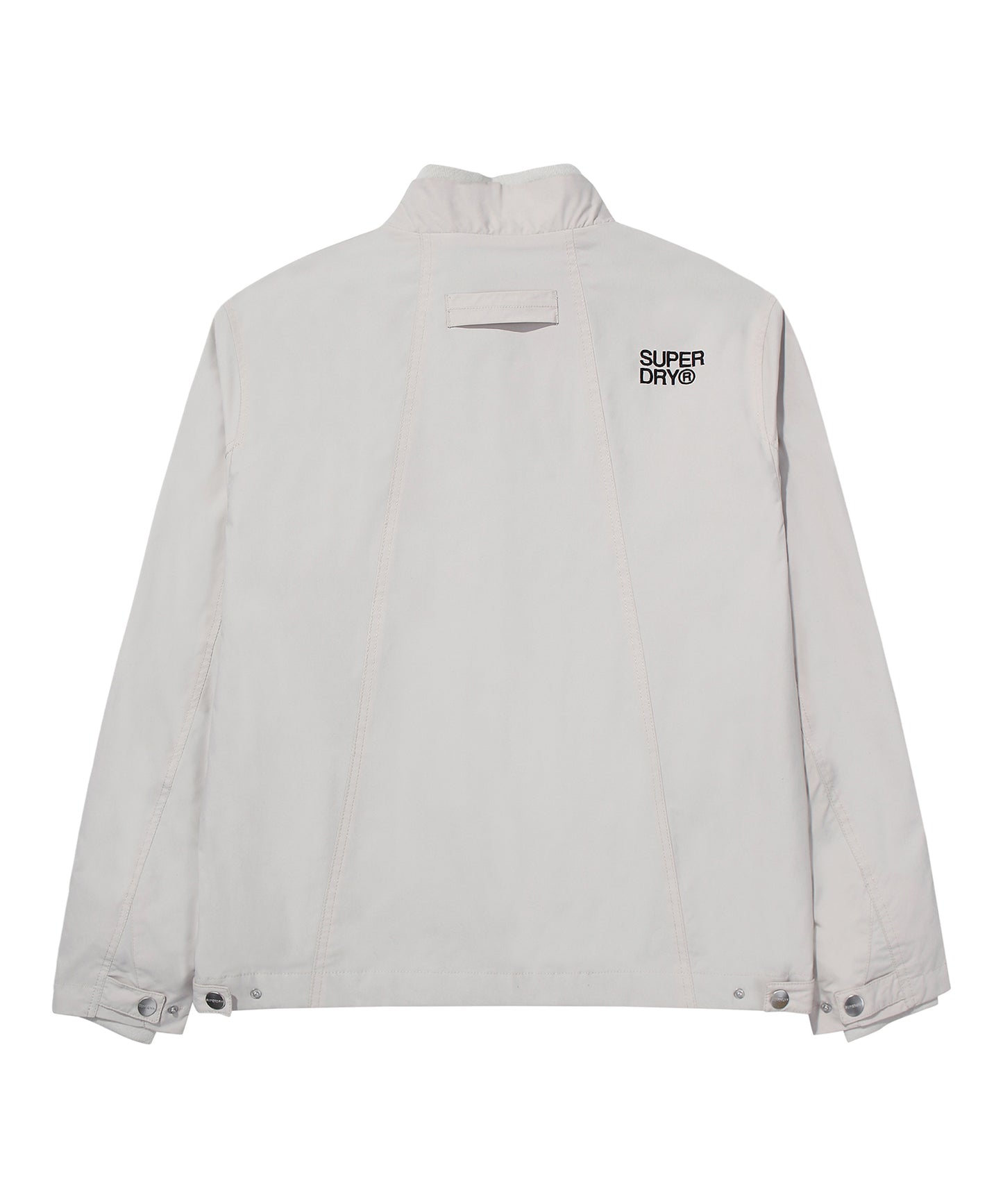 High Neck Windbreaker Jacket - Grey/Beige