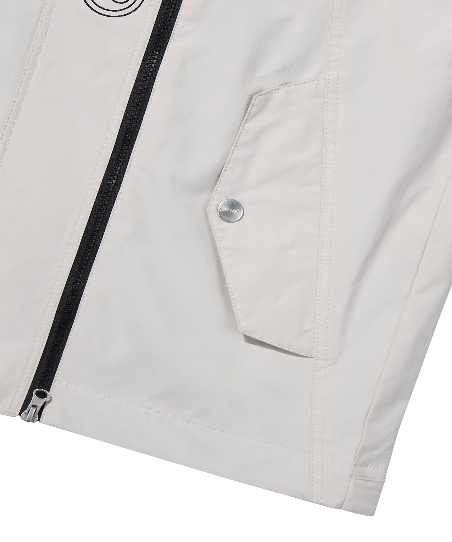High Neck Windbreaker Jacket - Grey/Beige