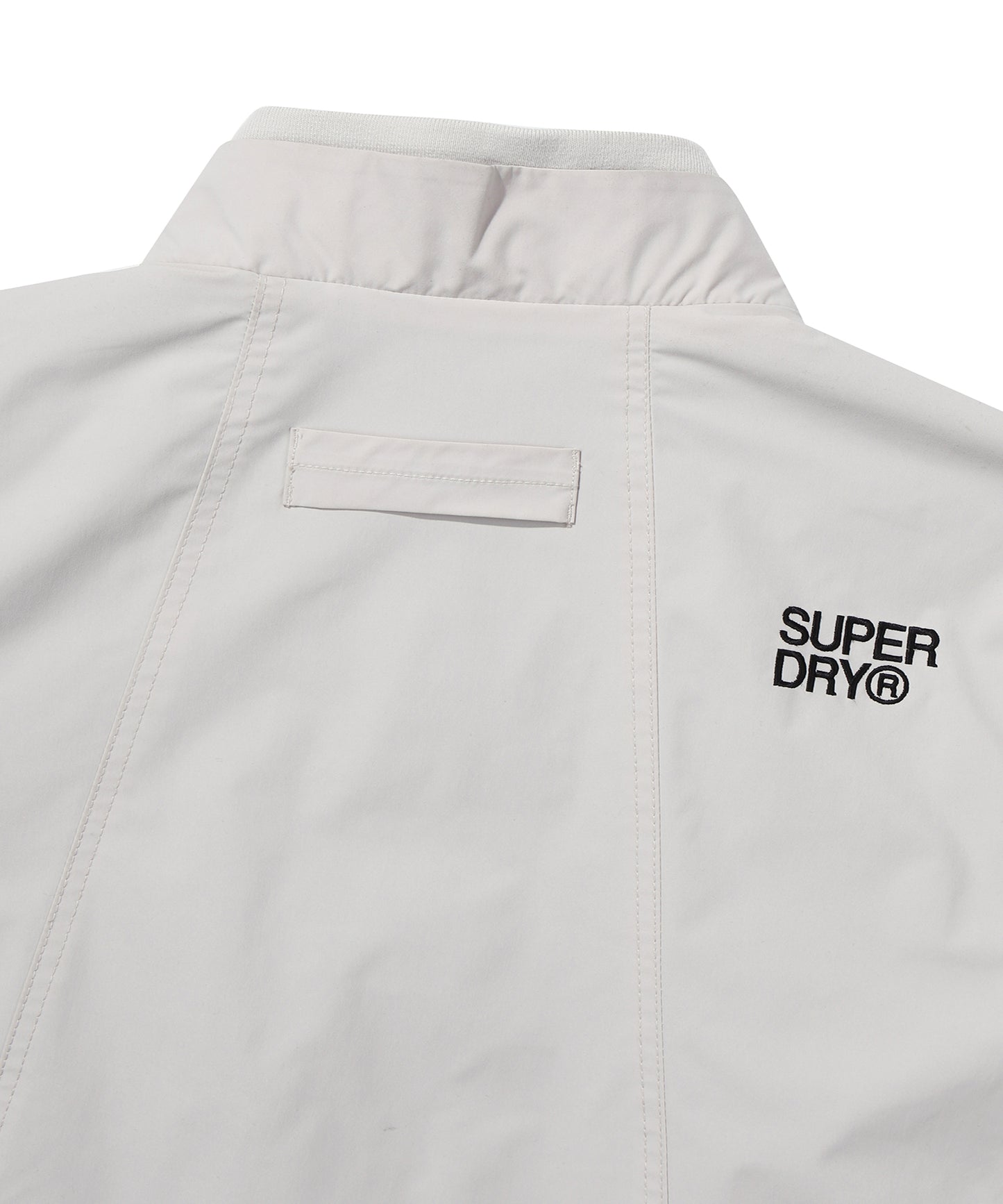 High Neck Windbreaker Jacket - Grey/Beige