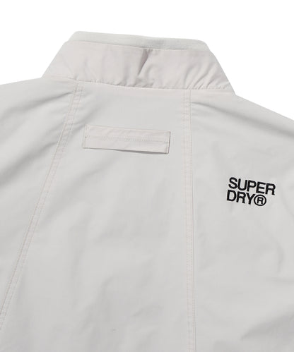 High Neck Windbreaker Jacket - Grey/Beige