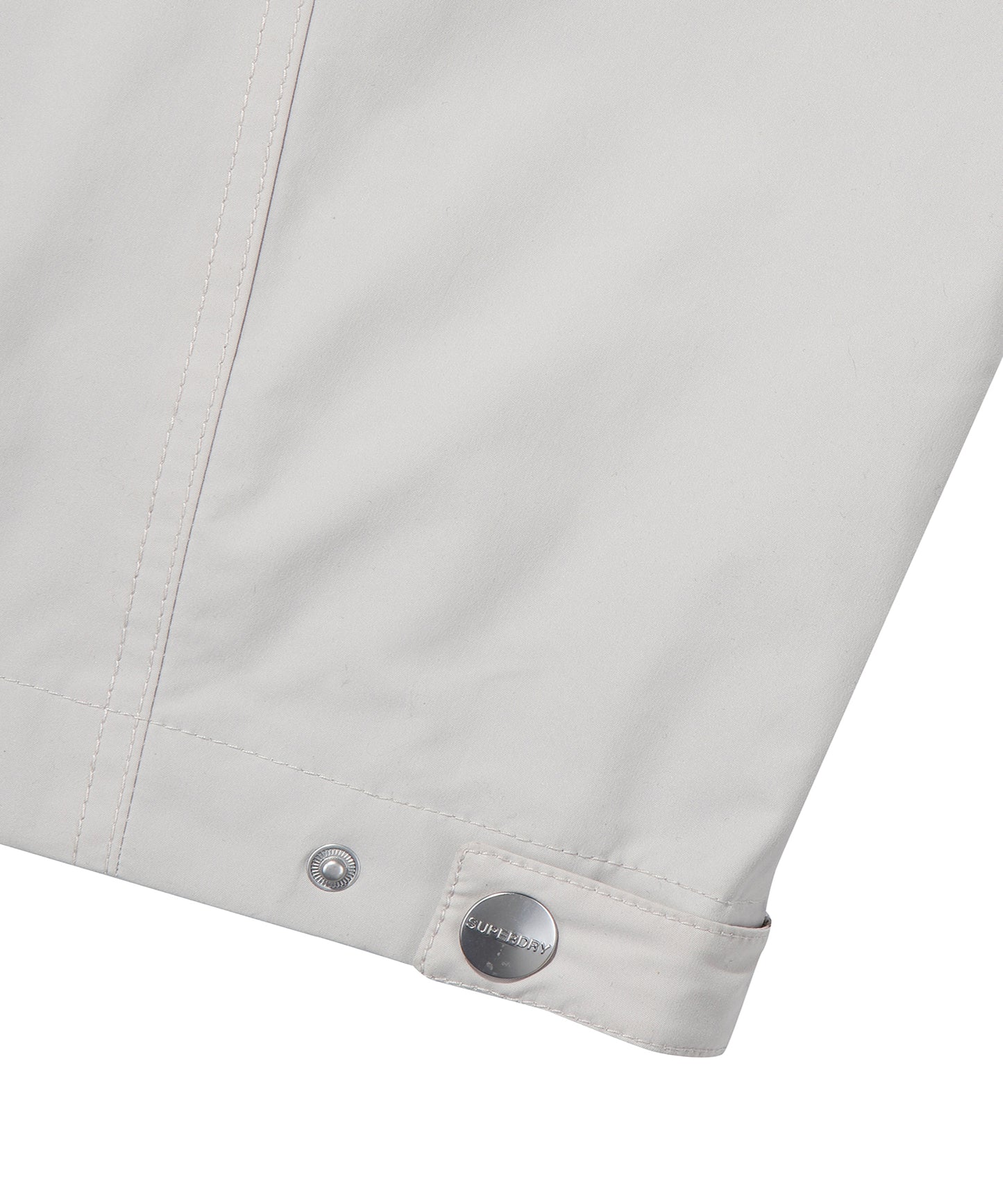 High Neck Windbreaker Jacket - Grey/Beige