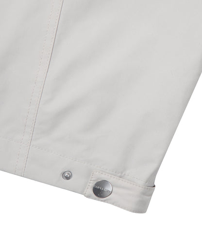 High Neck Windbreaker Jacket - Grey/Beige
