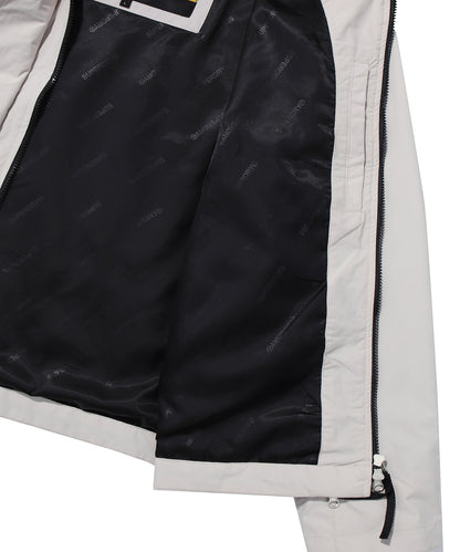 High Neck Windbreaker Jacket - Grey/Beige
