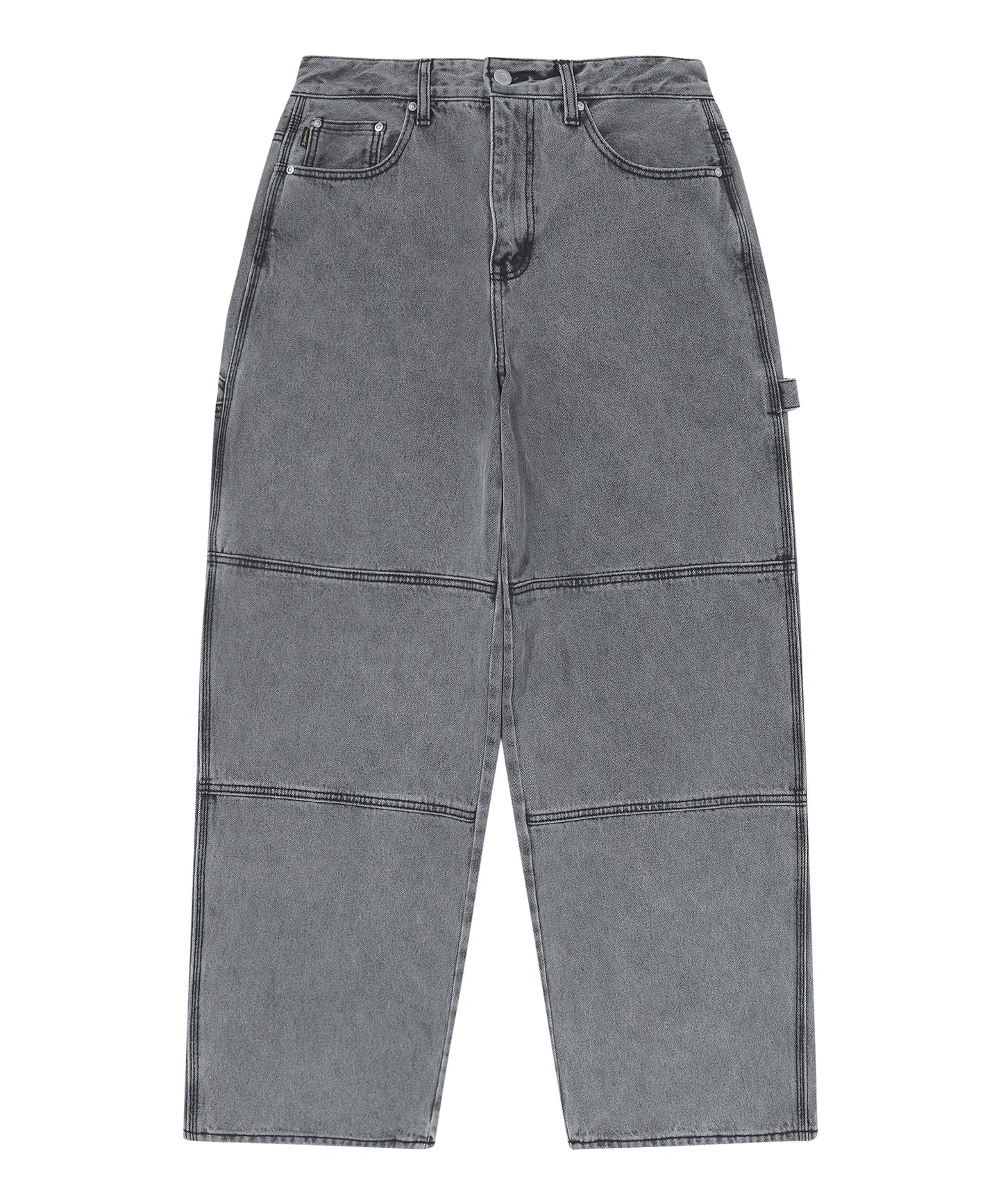 Double Knee Carpenter Denim Pants - Grey