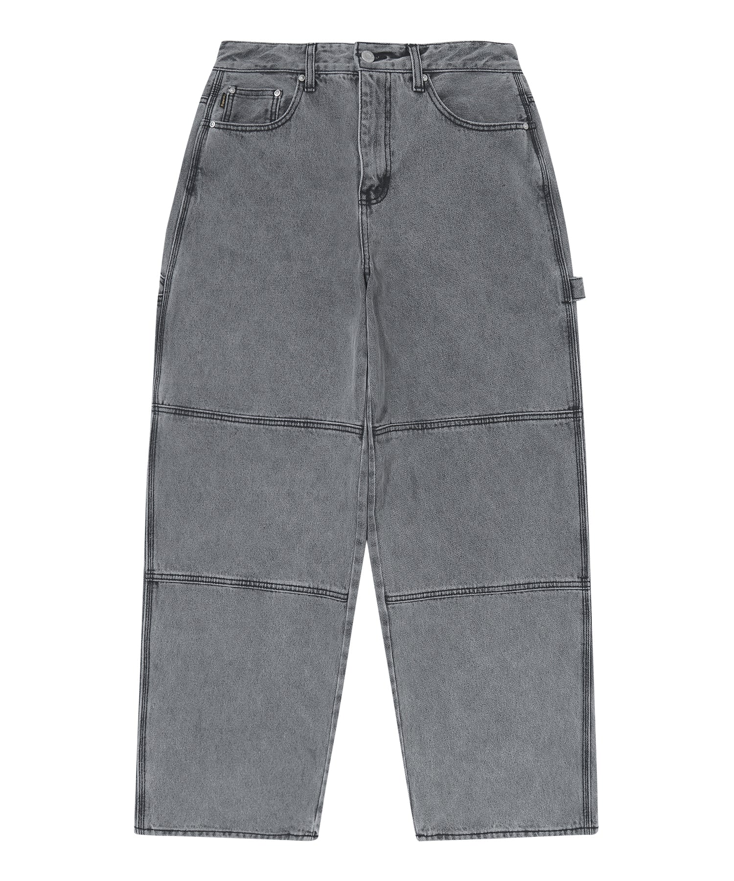 Double Knee Carpenter Denim Pants - Grey